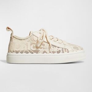 Chloe Off-White Lace Detail Sneakers